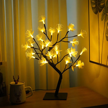 Lumière Pour Arbre À Fleurs En Fibre Optique En Bouleau Blanc-Lampe Veilleuse